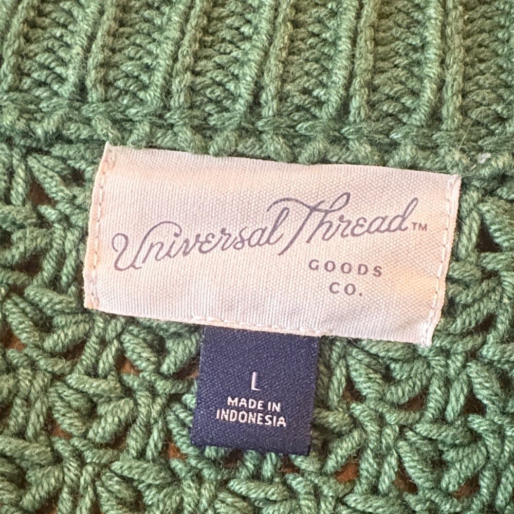 Universal Thread Deep Green Textured Crew Neck Sw… - image 2